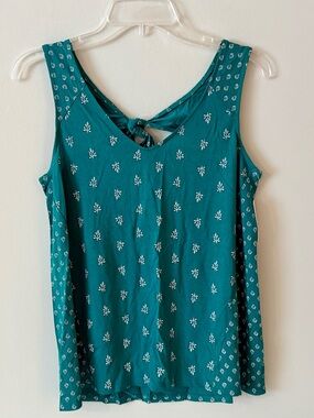 Old Navy Teal Floral Printed Tie-Back Sleeveless Top Sz Small ~ NEW w/ Tags!